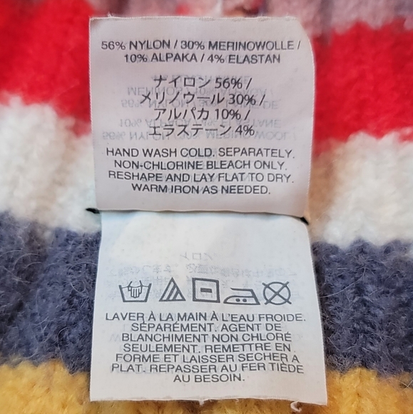 SET- Madewell Carousel Stripe Knit Wool Blend Hat Beanie and Scarf Merino Alpaca - Picture 9 of 13